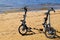 Beach bikes for walking on the beaches, parks. Sea summer day.