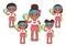 Beach black girl in summer holiday. American African kids holding colorful ball cartoon vector