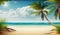 Beach Bliss Summer Travel Background with Palm Trees.