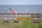 The beach boardwalk makes room for a kayak