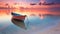 Beach, Boat, Dawn in coastal morning