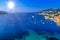 Beach with boats Beausoleil, Nice, Nizza, Alpes-Maritimes, Provence-Alpes-Cote d\\\'Azur, Cote d\\\'Azur, French Riviera