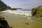 Beach and boulders by the Mexican Pacific Ocean