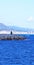 Beach and breakwater in Badalona, Barcelona