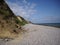 Beach, breakwaters, cliffs and sea