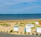 The Beach of Breskens with white cottages, Zeeland, The netherlands