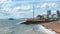 The beach in Brighton and Hove with the derelict western pier