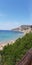 beach in calpe, spain, mediterranean sea, azure water, morning at sea, photo in azure, clear sky