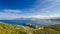 Beach, Calvi, sea and mountains from La Revellata in Corsica