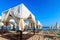 Beach canopies, Salento, Pescoluse, Italy