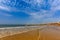 Beach and Cathedral in Cadiz, Andalusia, Spain