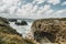 Beach of the cathedrals with large stones of Ribadeo, Spain