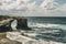 Beach of the cathedrals with large stones of Ribadeo, Spain