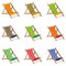 Beach chair. Colorful Beach chair on white background. Wooden Furniture.