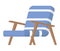 Beach chair illustration on white background. Vector flat empty deckchair, wooden chaise lounge