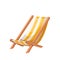 Beach chair, isolated lounge for rest on sun deck, empty folding wooden armchair