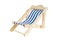 Beach chair isolated on white. Blue and white striped deck chair