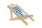 Beach chair isolated on white. Blue and white striped deck chair