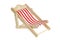 Beach chair isolated on white. Red and white striped deck chair