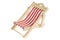 Beach chair isolated on white. Red and white striped deck chair