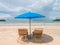 Beach Chair with Umbrella on the Beach