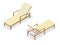 Beach chairs on blue background. Wooden beach chaise longue Flat 3d isometric vector illustration.