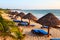 Beach chairs on carribean coast