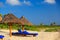 Beach chairs on carribean coast