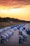 Beach chairs on the northern beach in Ostseebad Goehren on the island of Ruegen