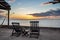 Beach Chairs overlooking sunset at Holbox Island, Mexico