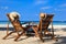 Beach chairs on tropical sand beach in Boracay, Philippines