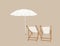 Beach chairs with umbrella , sketch vector.