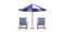 Beach chairs and umbrella on white background. 3d illustration