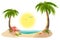 Beach chaise longue under palm tree. Summer vacation in tropics