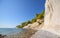 Beach and chalk cliffs on the Rugen Island, Germany.