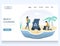 Beach cleaning vector website landing page design template