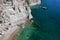 Beach at the cliff and Amalfi Coast nearby Salerno, Campania, Italy