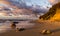 Beach and cliff in Wolin National Park in the light of the wonderful sunset