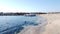 Beach, cliffs and sea gulls in nature