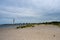 A beach close to the city center in Malmo, Sweden. Blue cloudy sky