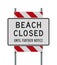 Beach Closed Until Further Notice sign