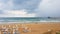 Beach on a cloudy and rainy day at the end of summer, near the city of Vieste Puglia, Italy