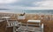 Beach on a cloudy and rainy day at the end of summer, near the city of Vieste Puglia, Italy