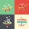 Beach colorful labels set