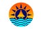 The beach cottage resort sunset logo design