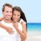 Beach couple lovers on romantic travel in love