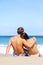 Beach couple romantic in love relaxing on travel