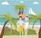 Beach couple walking on romantic travel honeymoon vacation summer holidays romance. Back rear view of casual young happy