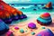 A beach covered in lots of color rocks by AI Generated