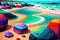 A beach covered in lots of color rocks by AI Generated